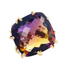 Gemjunky EXTRAORDINARy Natural HUGE 36Ct Amethyst/Citrine Gold Cocktail Ring
