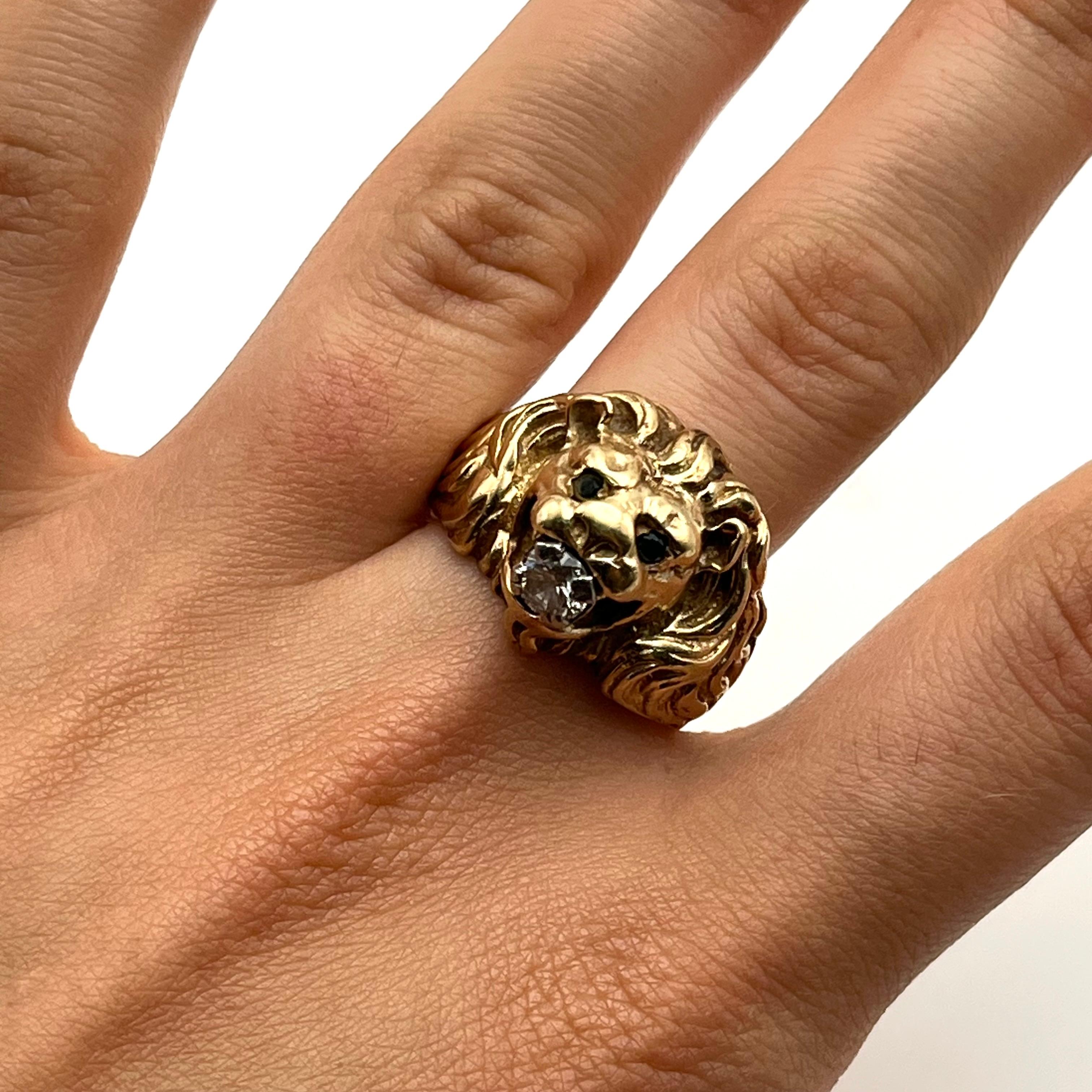 Uomo Anello Leone con diamante da .36 carati