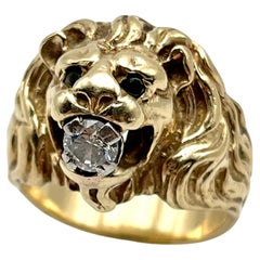 Vintage .36 Carat Diamond Lion Ring