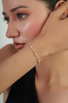 3.6 Carat Emerald Cut Diamond Tennis Bracelet in 14K Yellow Gold Luxury Style