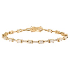 3.6 Carat Emerald Cut Diamond Tennis Bracelet in 14K Yellow Gold Luxury Style