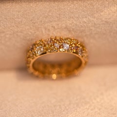 3.6 Carat Fancy Colors Diamonds 18 Karat Yellow Gold Eternity Infinity Ring