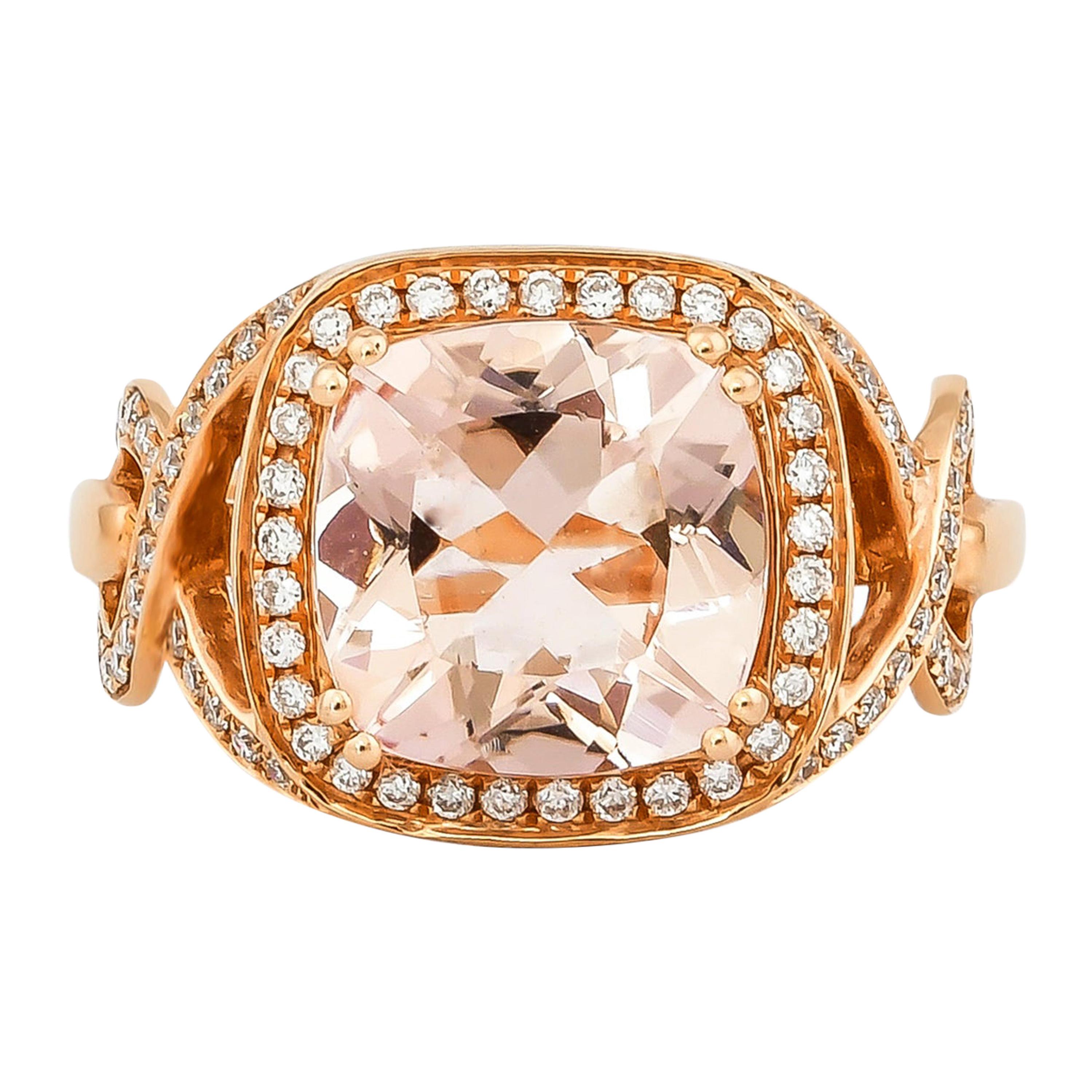Sunita Nahata Morganite 3.60ct. Fancy Ring in 18KRG with Diamond.