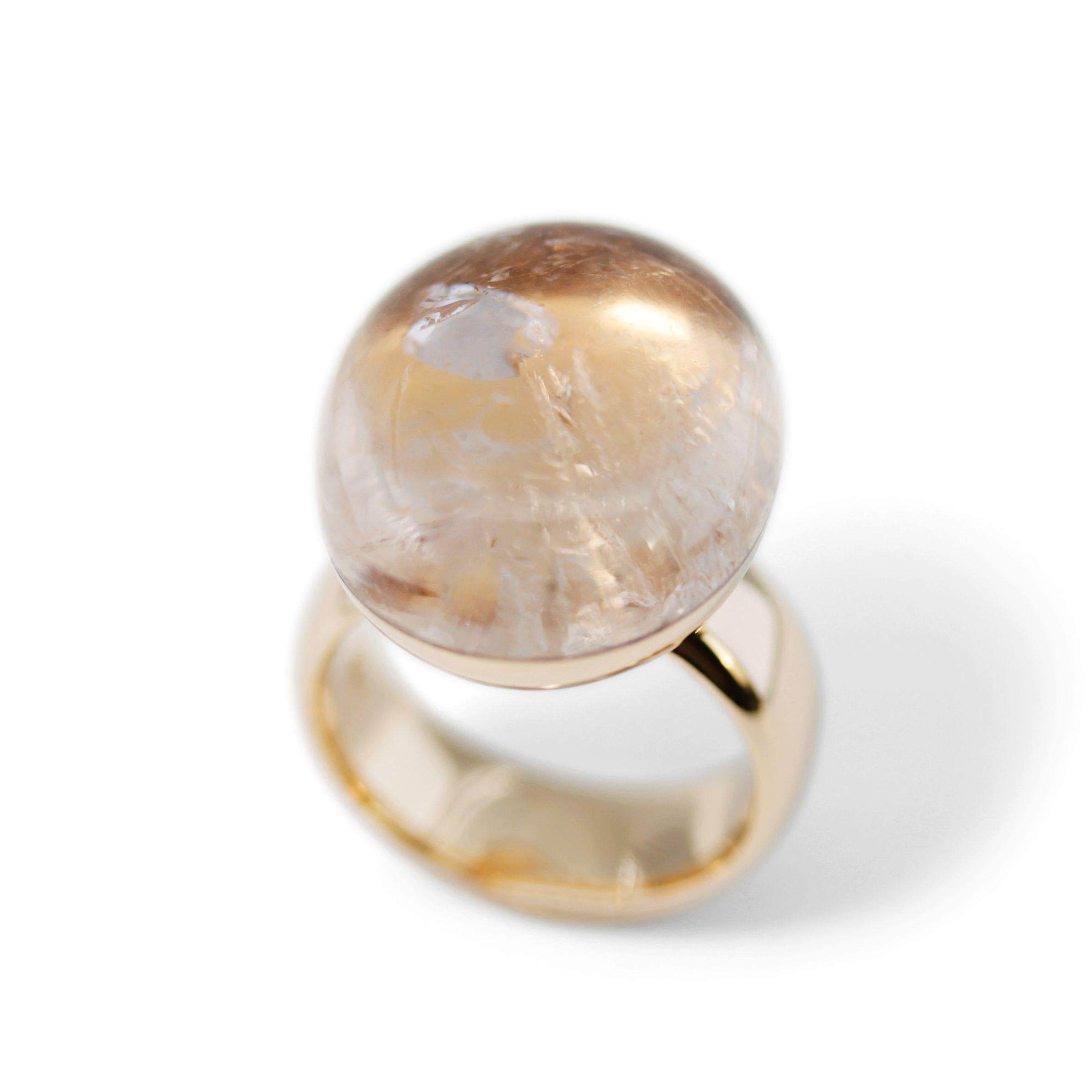 36 Carat Morganite Cabochon Cocktail Ring For Sale 3