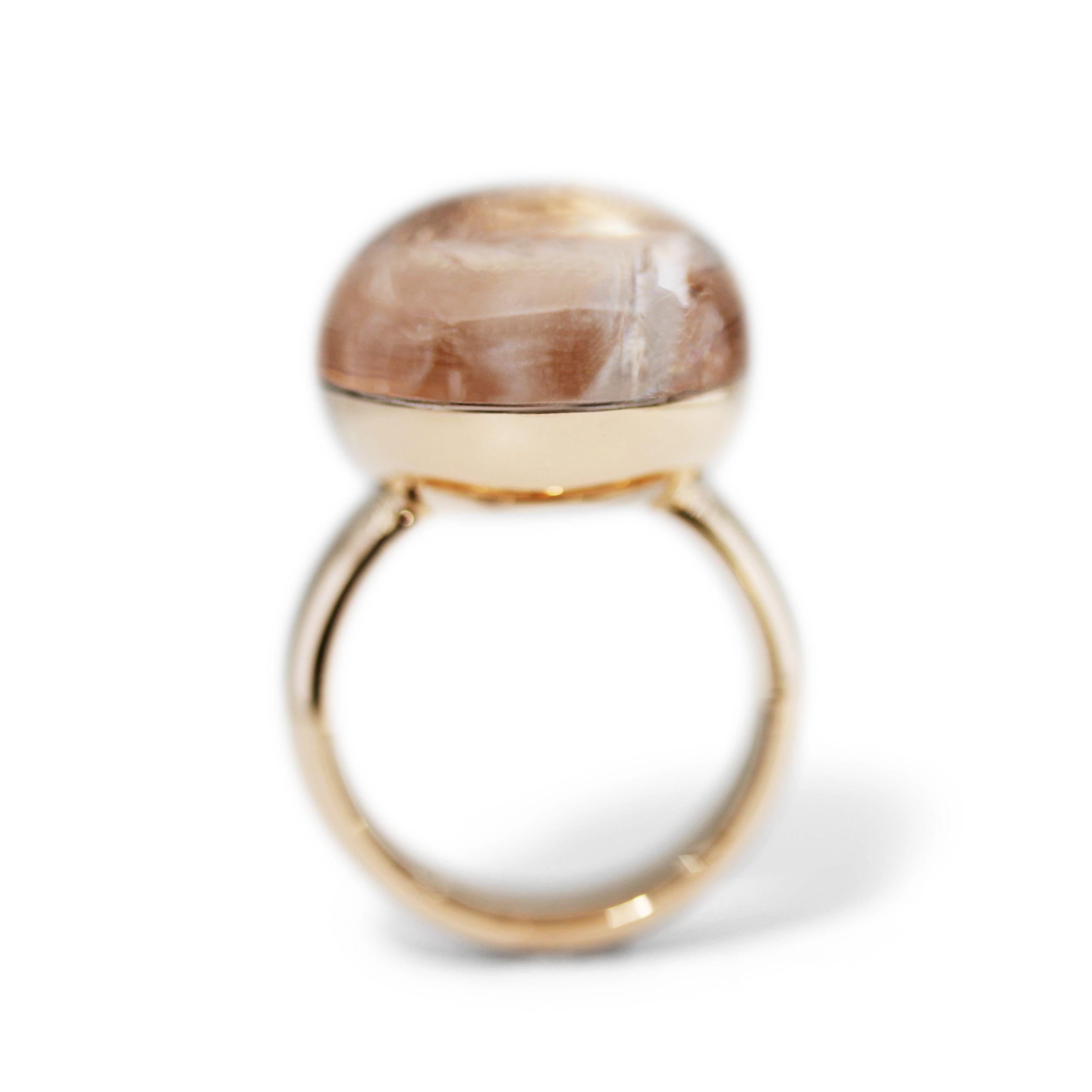 36 Carat Morganite Cabochon Cocktail Ring For Sale 4