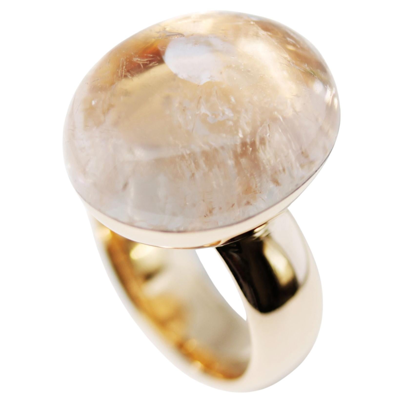 36 Carat Morganite Cabochon Cocktail Ring For Sale