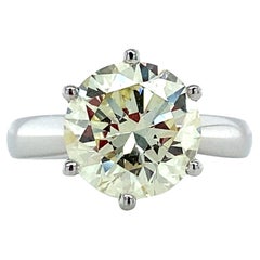 3.6 Carat Natural Diamond Solitaire Ring, U-V Color, VVS Clarity