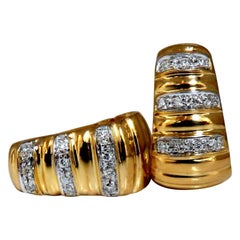 .36 Carat Natural Diamonds Stripped Staggered Row Bead Set Earrings 18 Karat