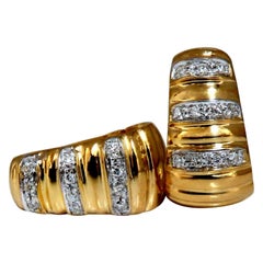 .36 Carat Natural Diamonds Stripped Staggered Row Bead Set Earrings 18 Karat*