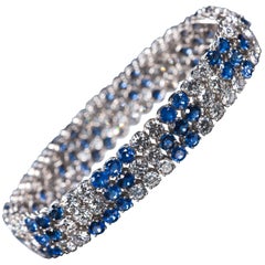 36 Carat of Blue Sapphires and Diamonds, Bracelet