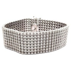 Bracelet tennis surdimensionné à 8 rangées de diamants ronds de 36 carats en or blanc 10 carats