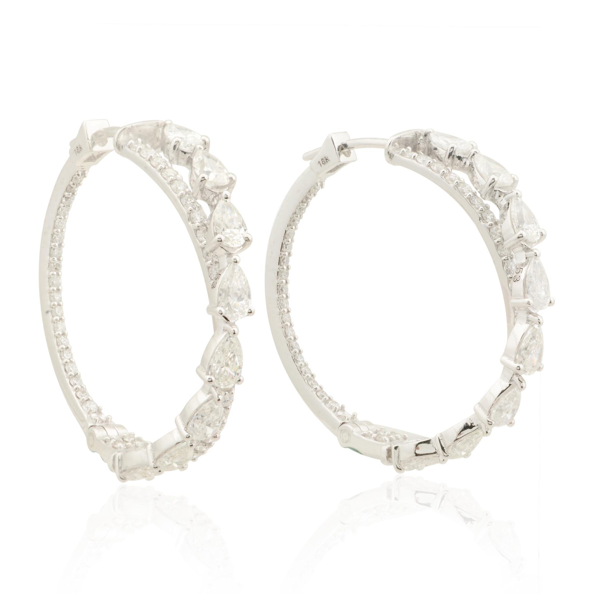 3,6 Karat SI Reinheit HI Farbe Birne Diamant Reif Ohrringe 18 Karat Weißgold (Moderne) im Angebot