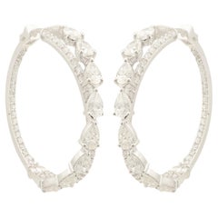 Orecchini a cerchio con diamanti a pera da 3,6 carati SI Clarity HI Color Oro bianco 18 carati