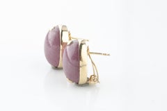 36 Carat Ruby Cabochon Earrings in Yellow Gold with Certificate