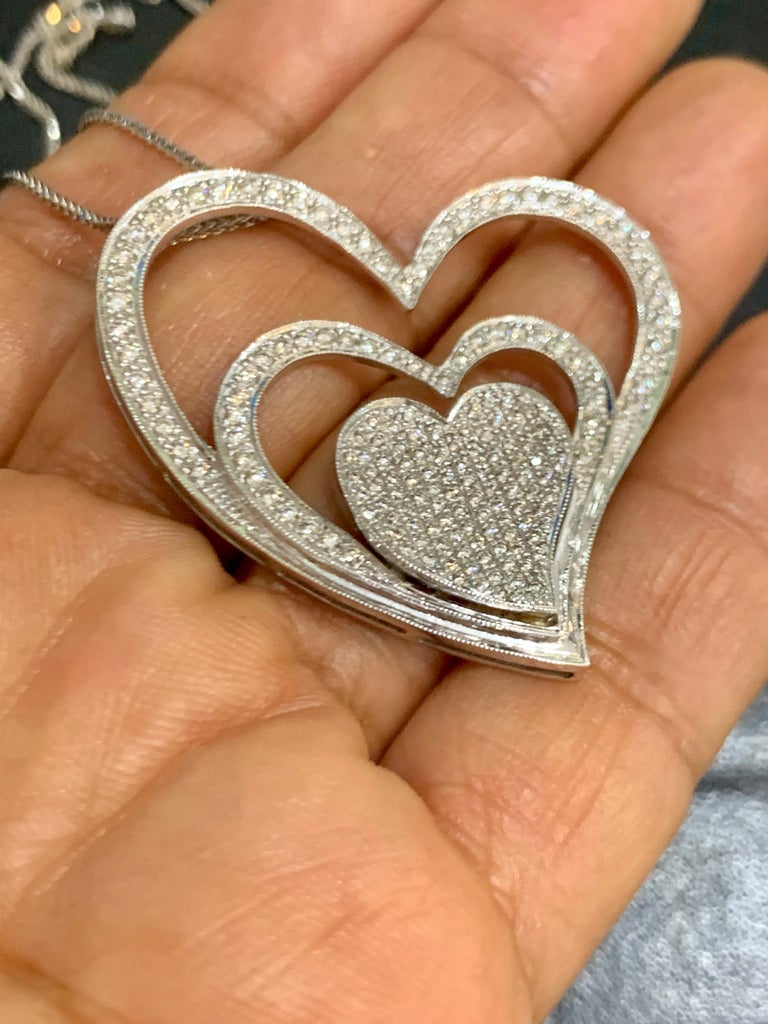 Diamond Fine Jewelry Fashion Details About 18k Gold Over 925 Silver 1 8ct Diamond Open Heart Pendant 18 Fine Jewelry
