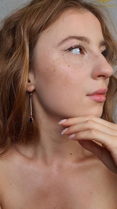 3.6 Ct Sapphire Diamond Rose Gold Dangle Earrings