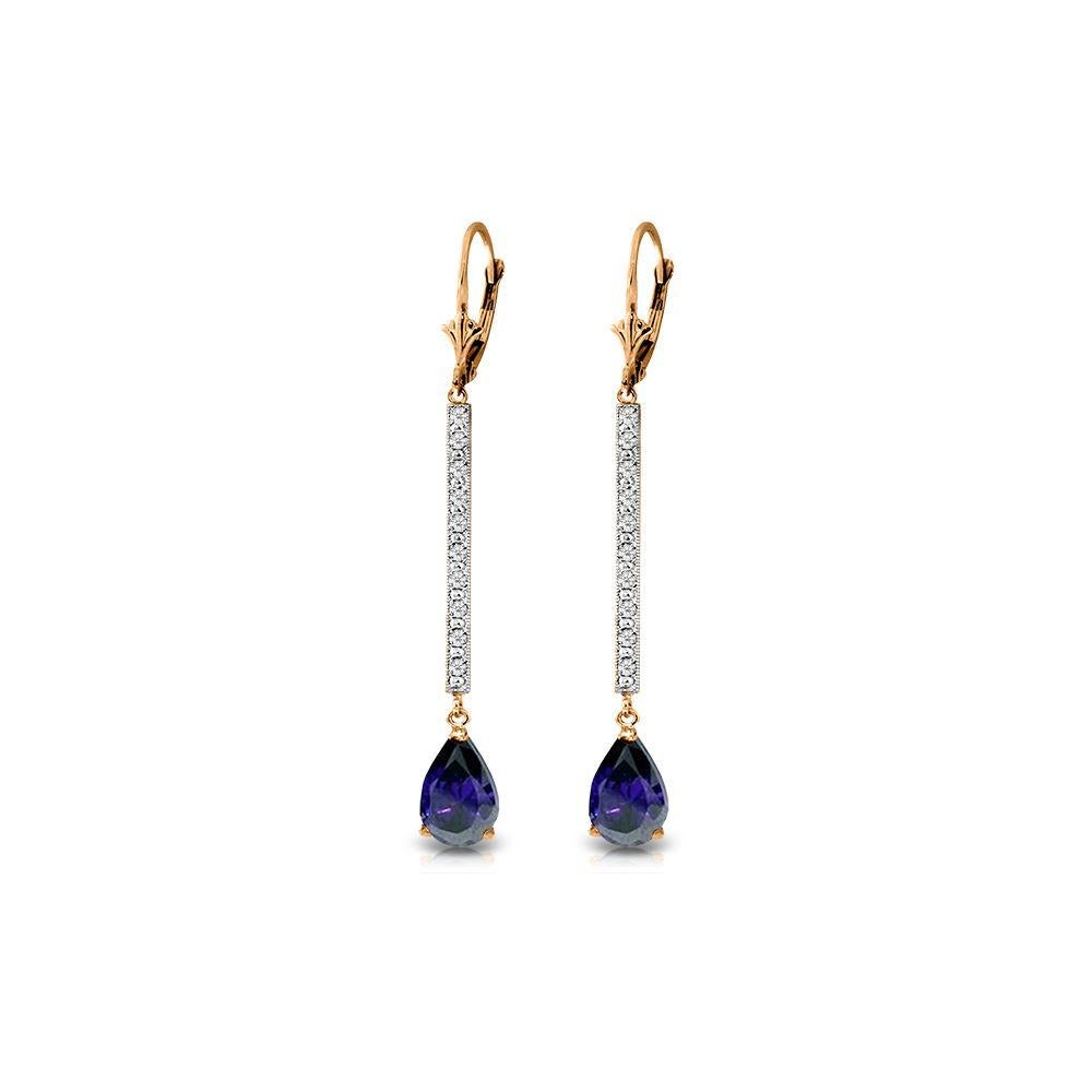 Contemporary 3.6 Ct Sapphire Diamond Rose Gold Dangle Earrings For Sale