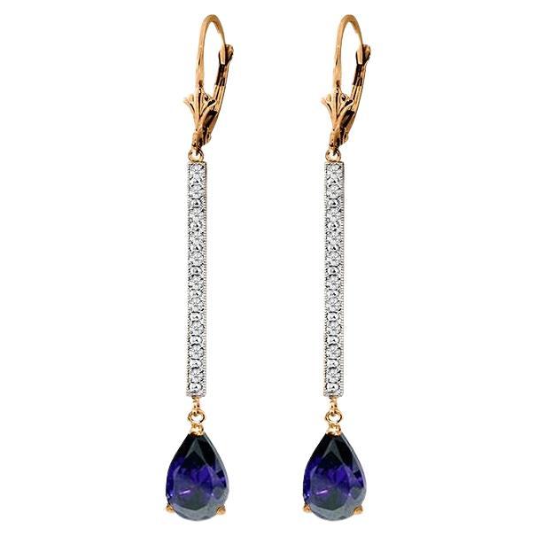 3.6 Ct Sapphire Diamond Rose Gold Dangle Earrings For Sale