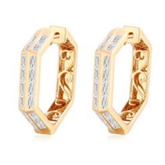36 Diamond 14K (or 18k upon request) Circle Hoops Earrings
