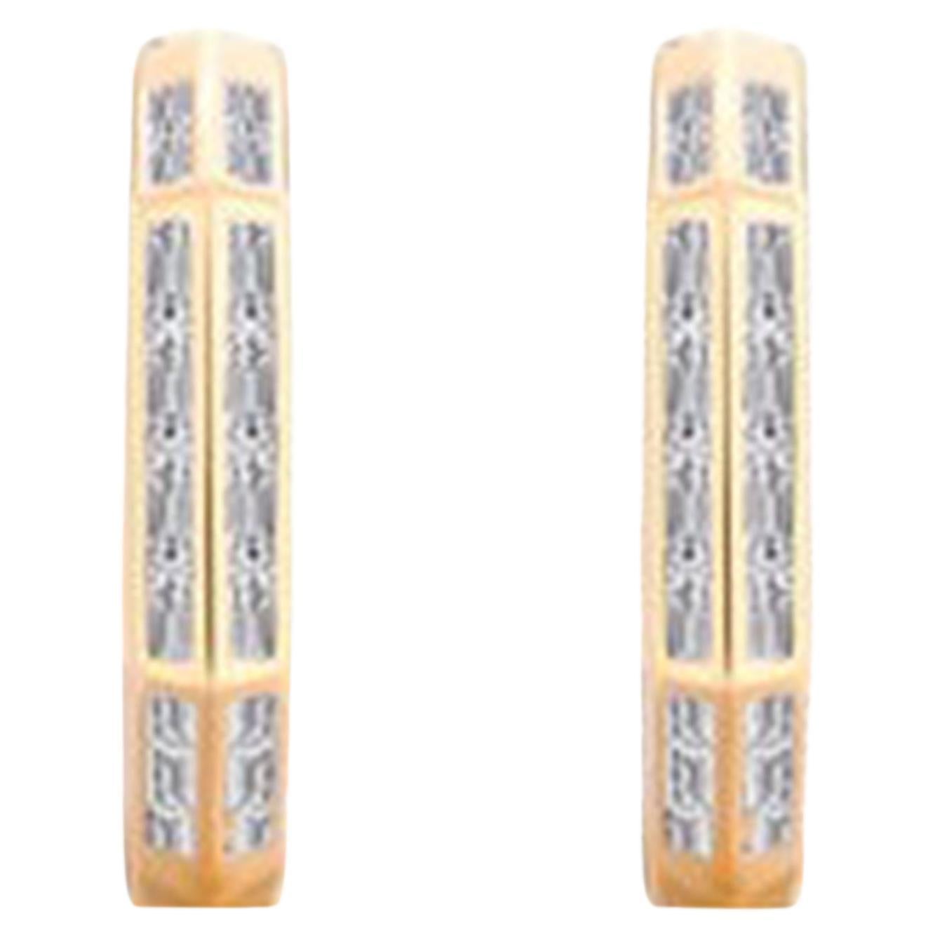 36 Diamond 14K (or 18k upon request) Circle Hoops Earrings For Sale