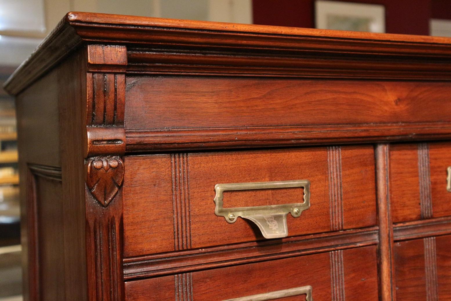 Late 19th Century 36 Drawer Antique Walnut Filing Cabinet