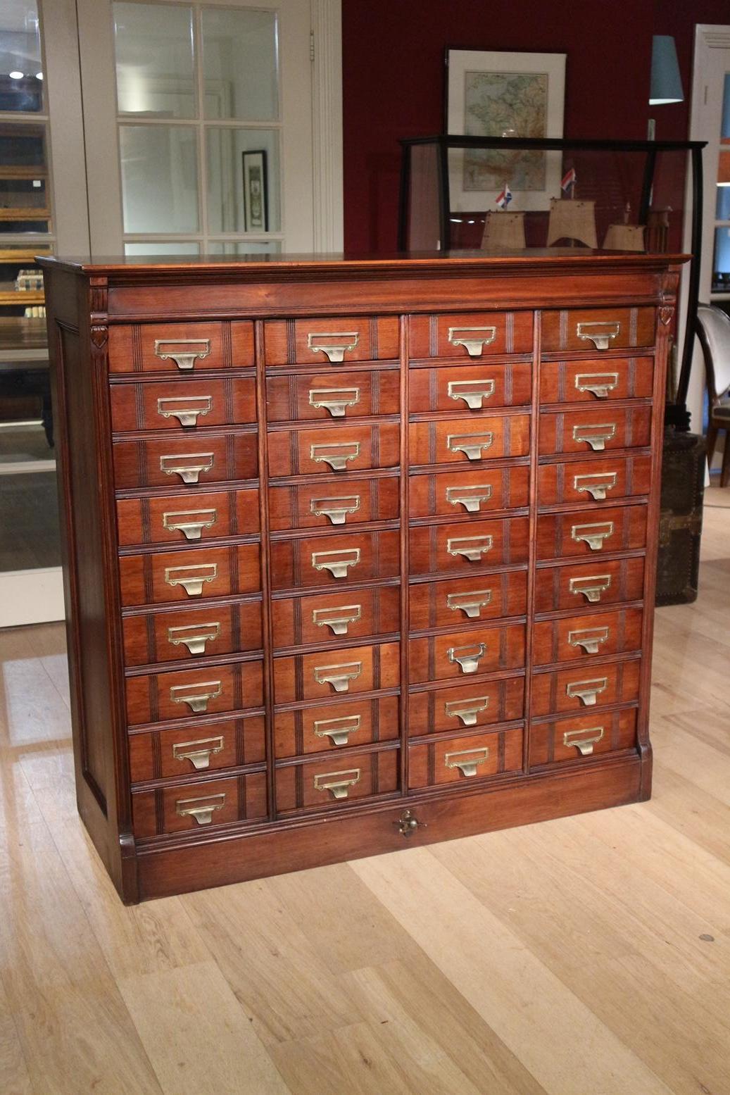 36 Drawer Antique Walnut Filing Cabinet 4