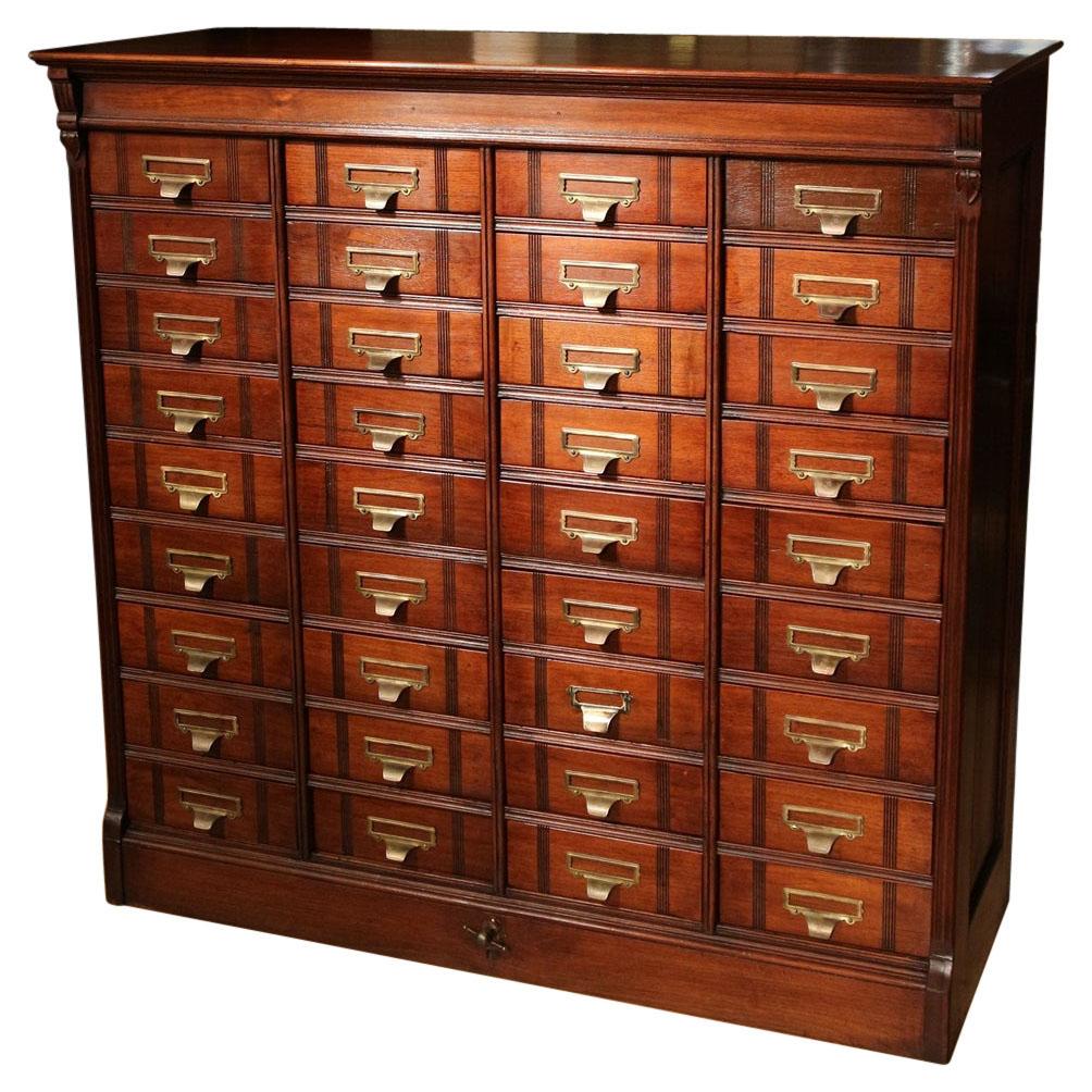 36 Drawer Antique Walnut Filing Cabinet