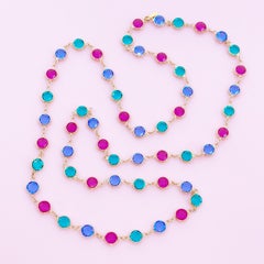 36" Halskette aus farbigem Swarovski-Kristall mit vergoldeter Lünette von Swarovski, 1980er Jahre