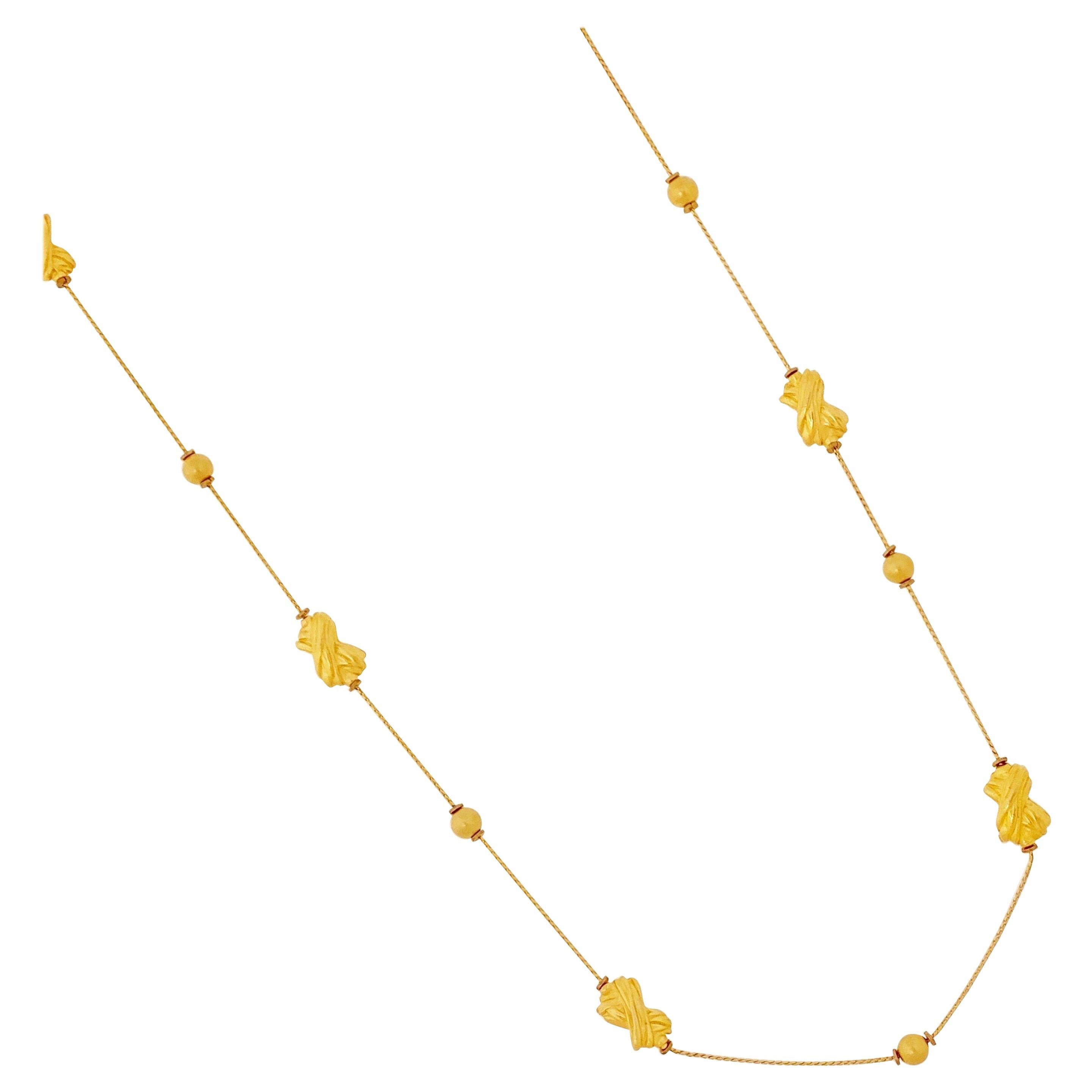 36" Gilded X Charm Station Necklace By Anne Klein, 1980s