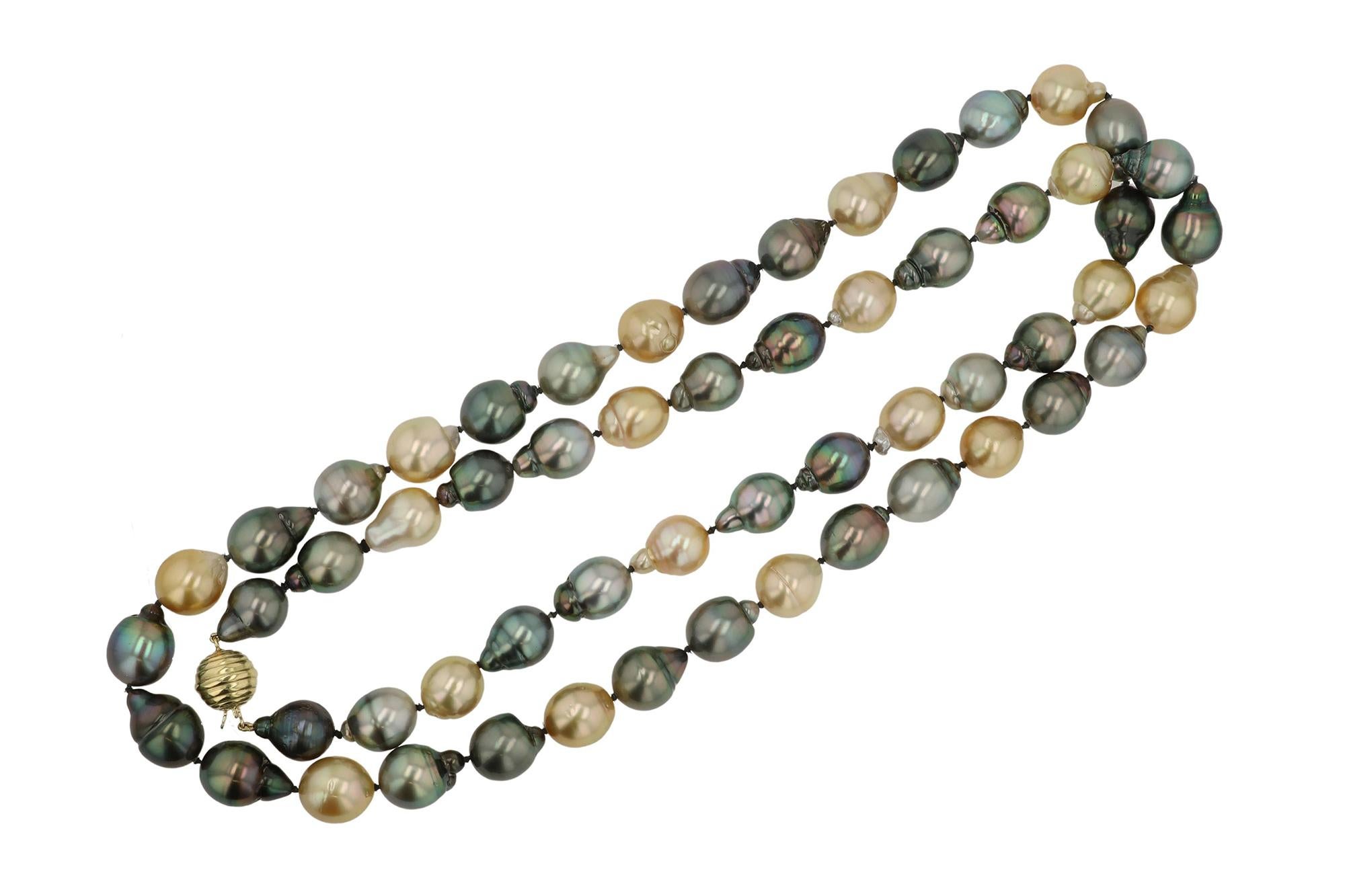 Golden South Sea and Black Tahitian Pearl Necklace In New Condition In Santa Barbara, CA