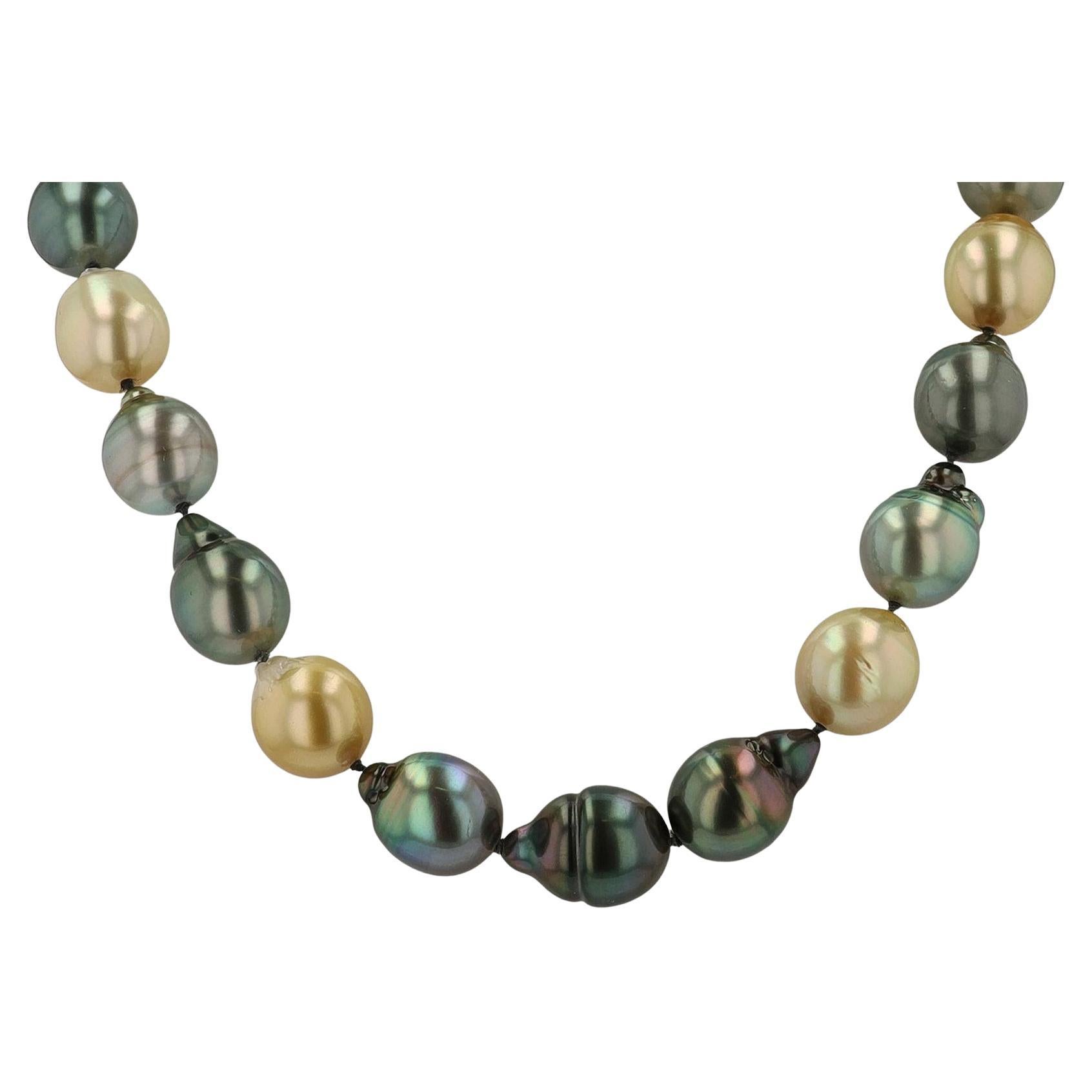 Golden South Sea and Black Tahitian Pearl Necklace