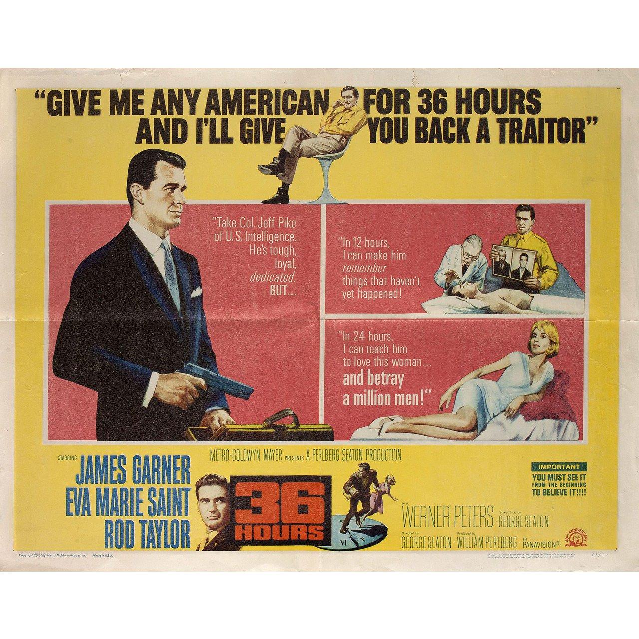 36 Hours 1964 U.S. Half Sheet Filmplakat im Zustand „Gut“ im Angebot in New York, NY