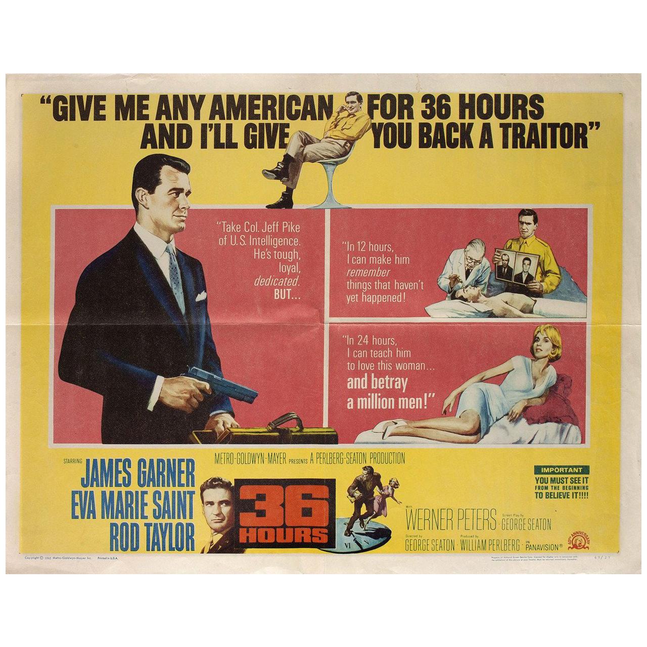 36 Hours 1964 U.S. Half Sheet Filmplakat im Angebot