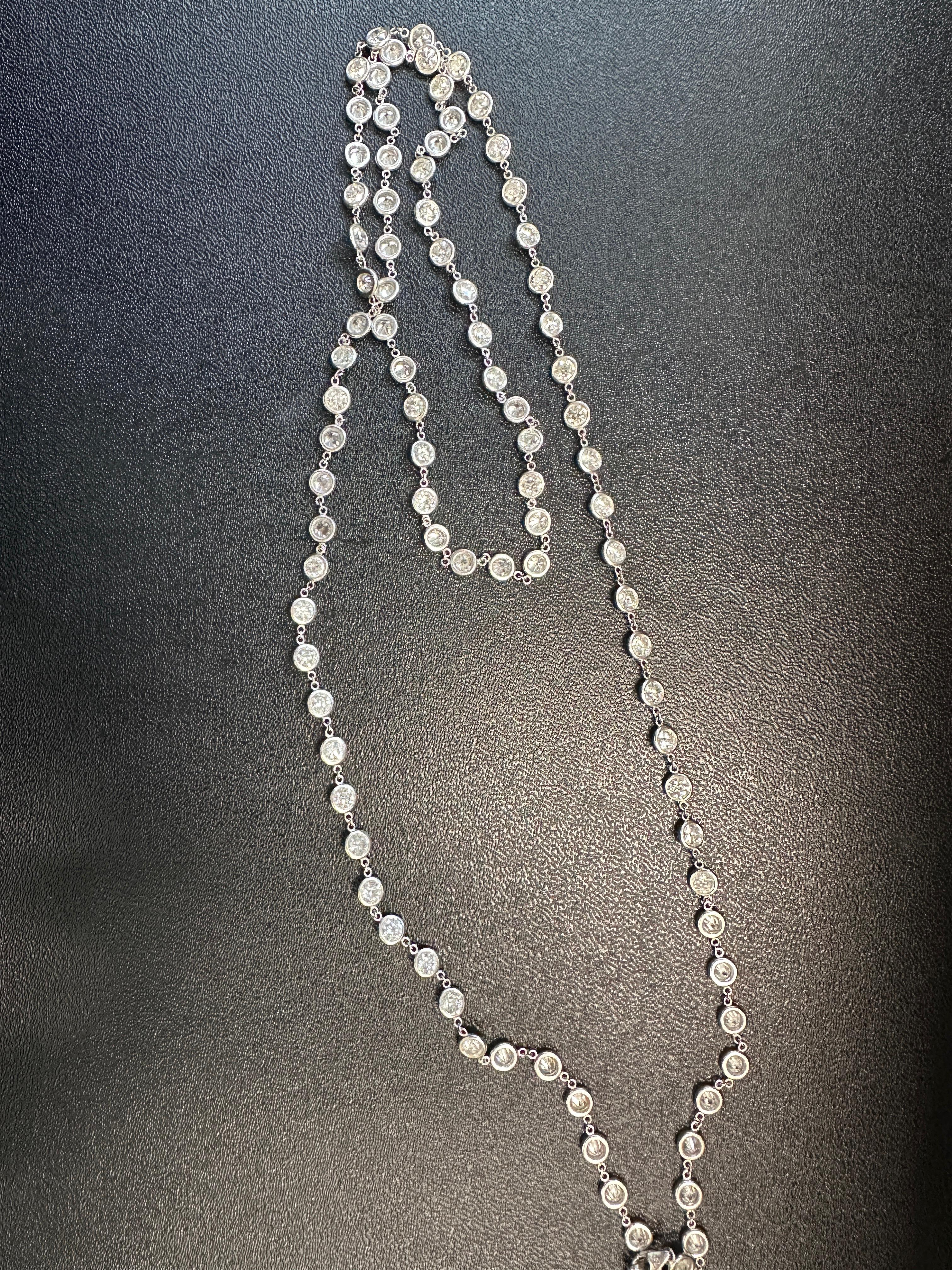 Collier de 36 pouces de diamants en or blanc 18 carats, 28,65 carats en vente 3