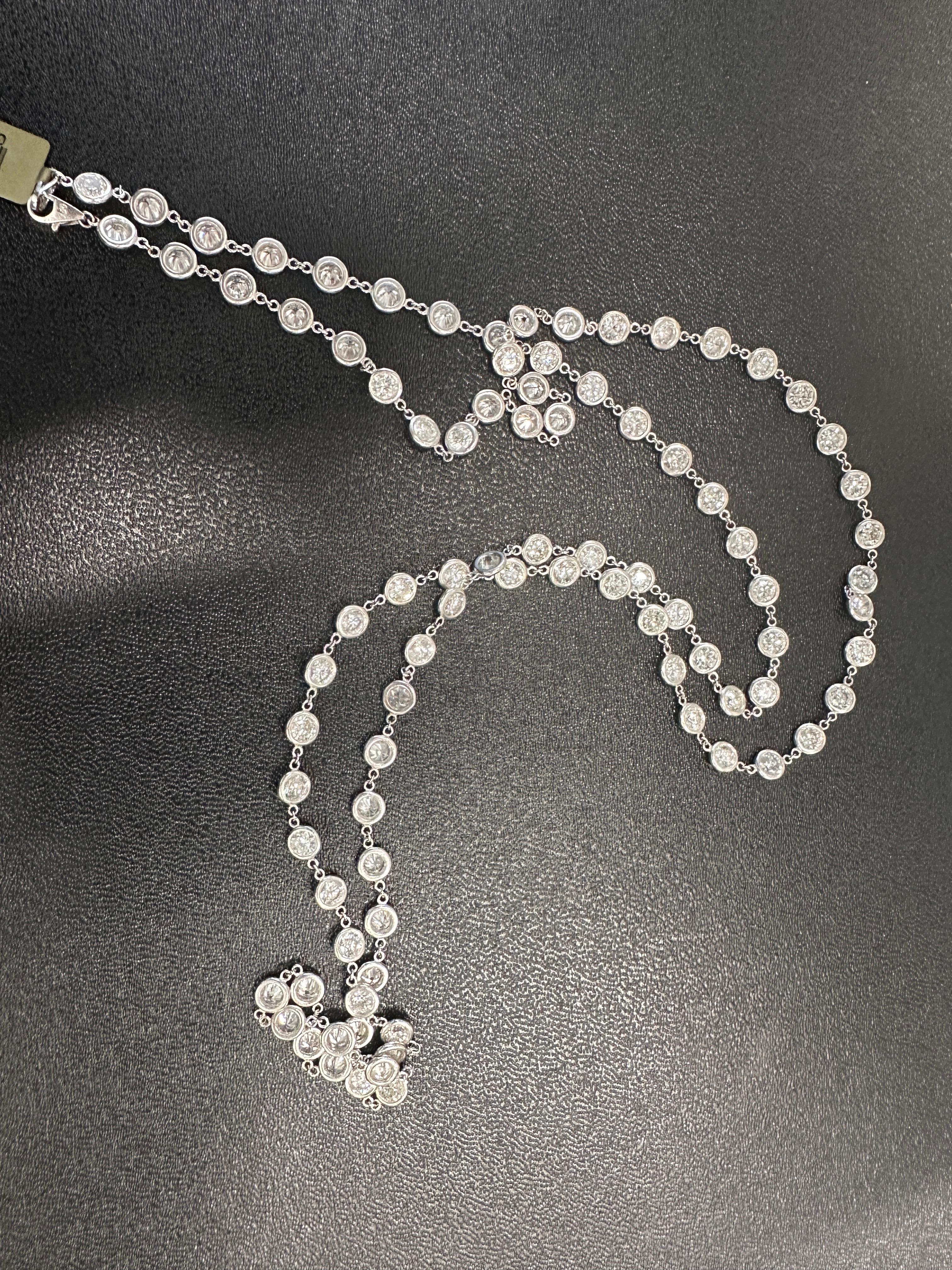 Collana di diamanti da 36 pollici, oro giallo 18K, 28,65 carati in vendita 4