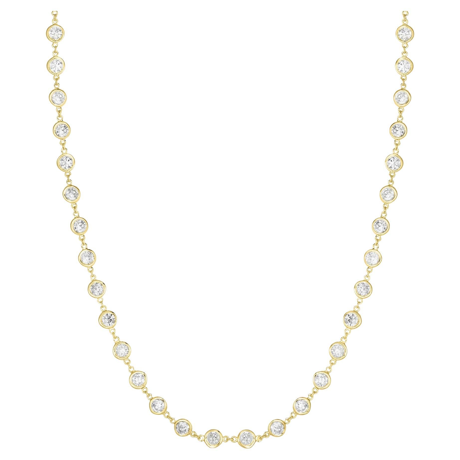 Collana di diamanti da 36 pollici, oro giallo 18K, 28,65 carati in vendita