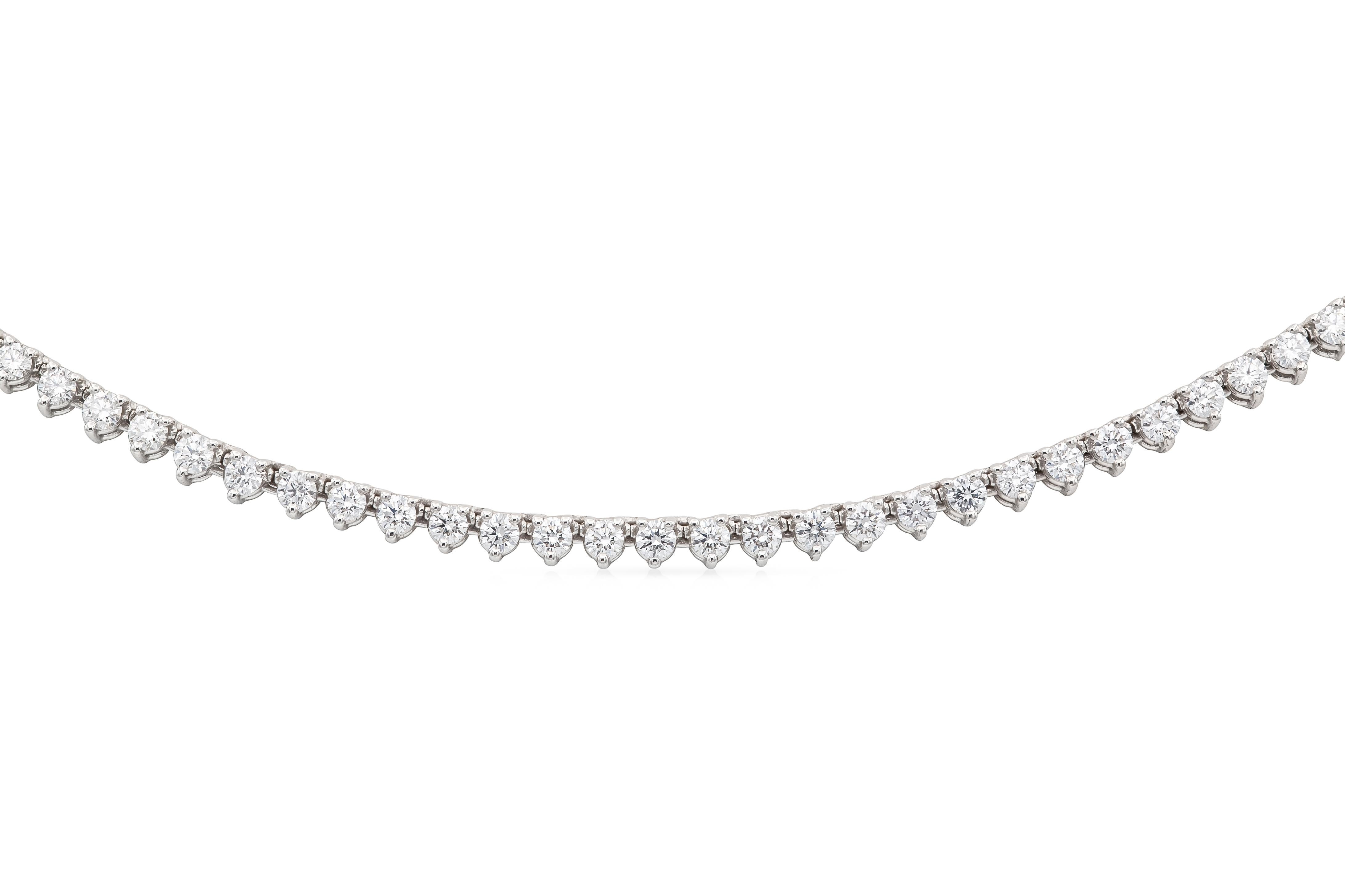 Modern 36 inch Diamond Opera Necklace DTW. 14.76 carat For Sale