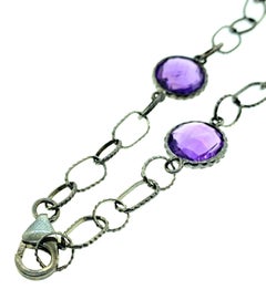 67.10 Carat Purple Amethyst Station by the Yard Necklace in Silver