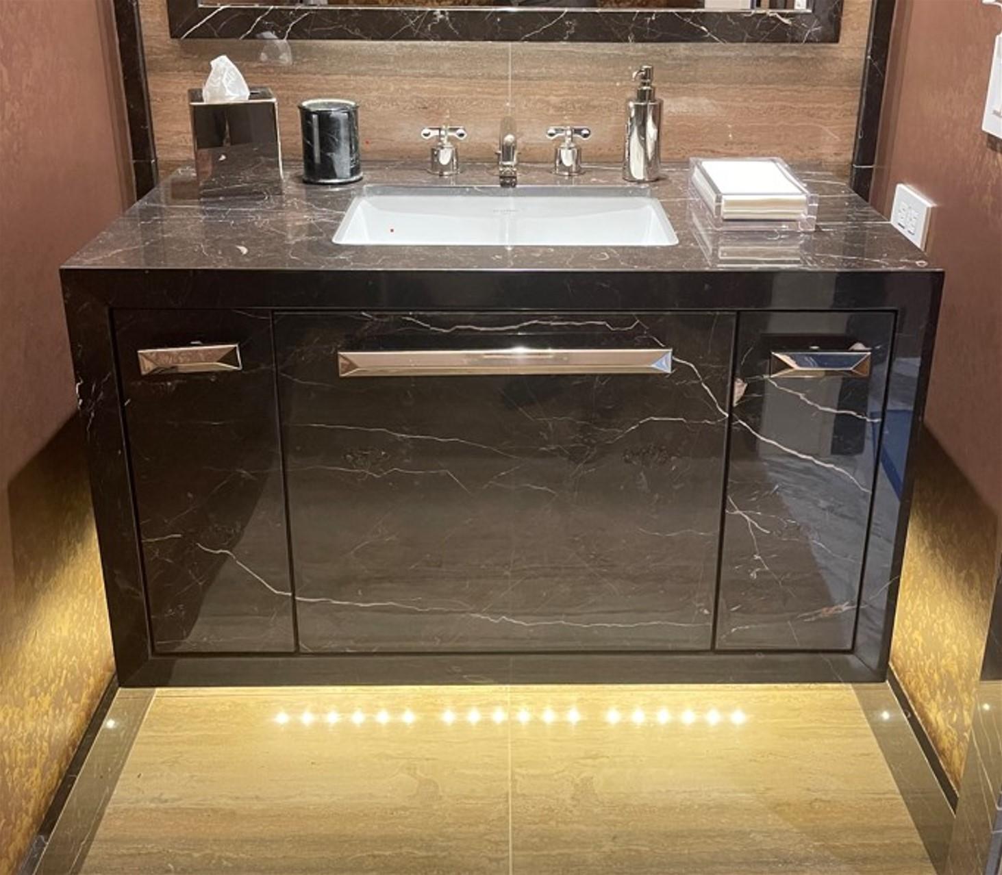 Contemporary 36 Inch Nero Marquina Marble Sink Vanity
