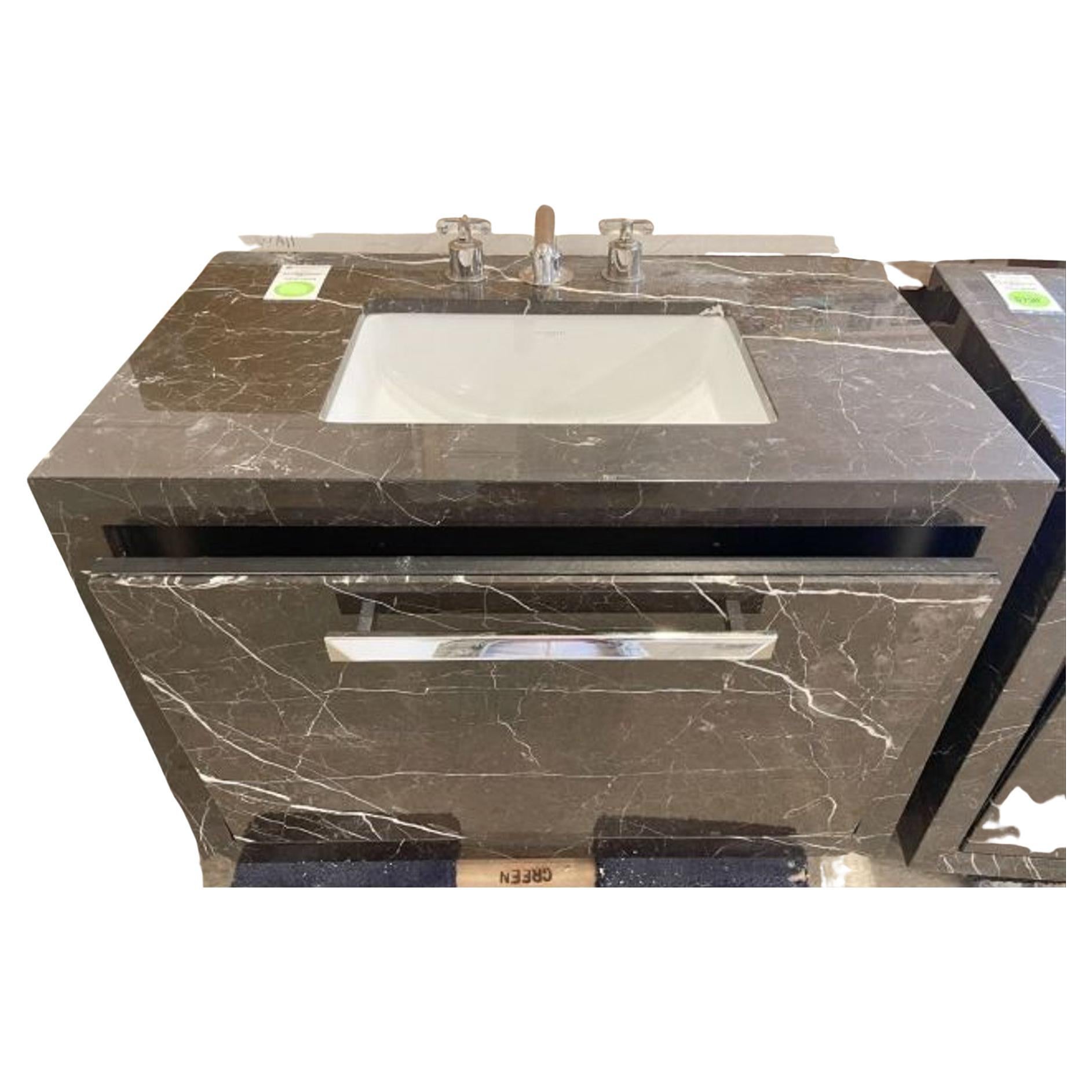 36 Inch Nero Marquina Marble Sink Vanity