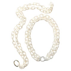 36-Inch White Pearl "Open Chain Link" Necklace with Silver Toned Clasp