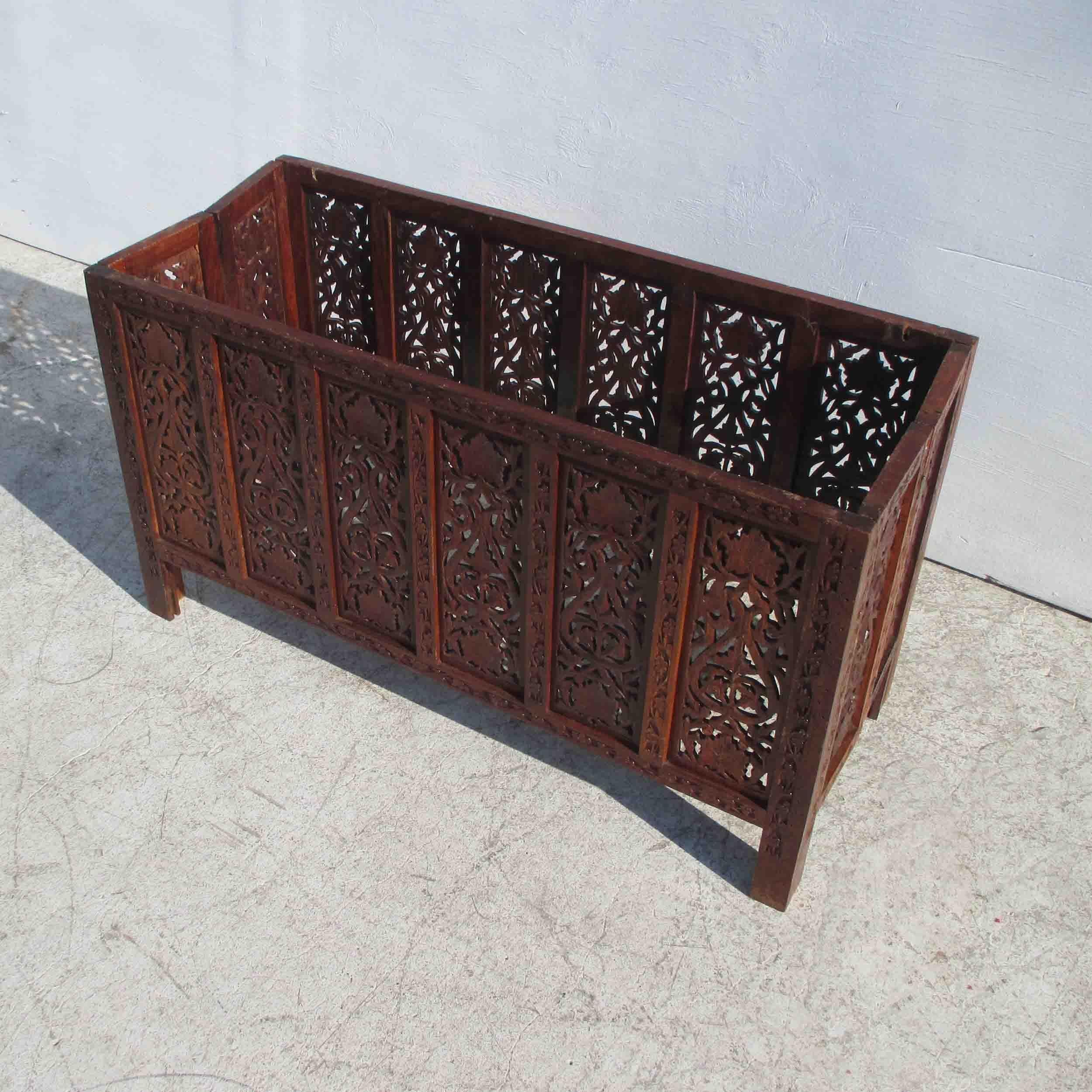 Asian Indonesian Fret Work Alter Console Table For Sale