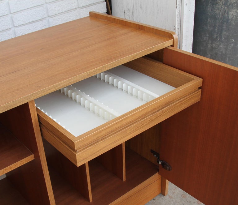 Late 20th Century Mid Century Record Cabinet Danish Modern Media Cabinet For Sale