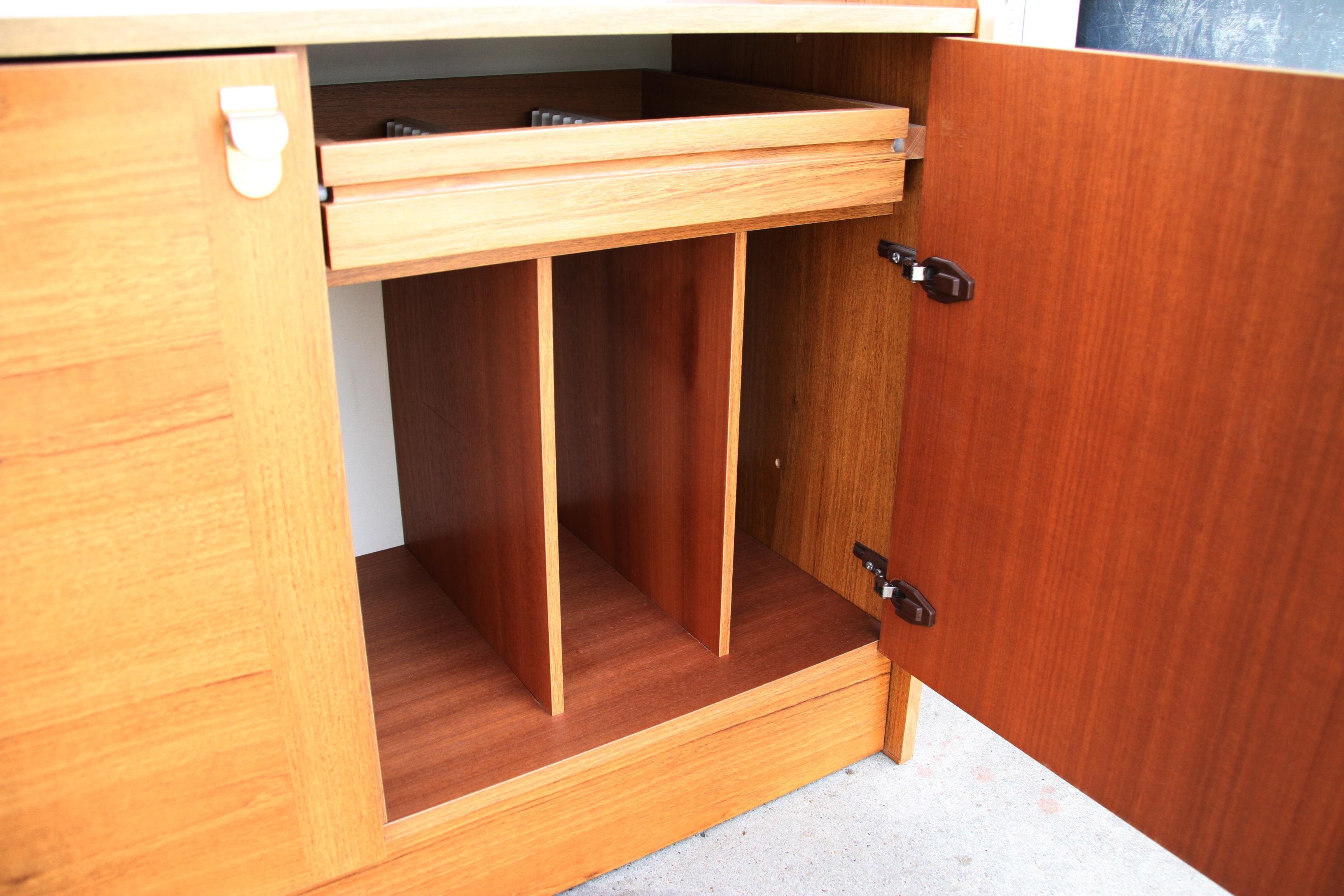 Late 20th Century Mid Century Record Cabinet Danish Modern Media Cabinet For Sale