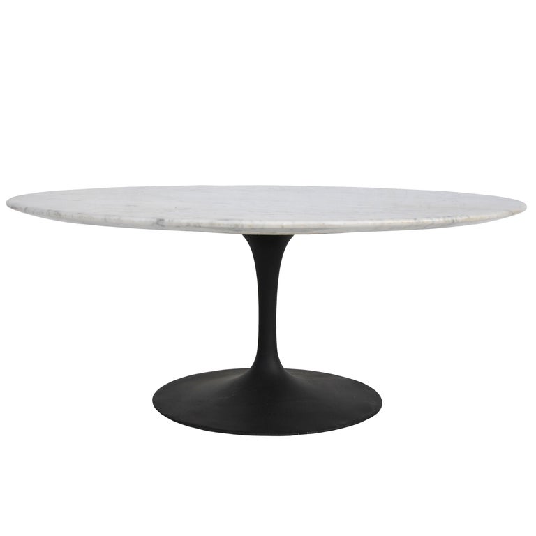 Midcentury Saarinen Tulip Carrera Marble Coffee Table at 1stDibs
