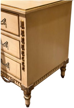 36” Nancy Corzine Neoclassical Ivory Nightstand Commode Chest of Drawers 1 of 2