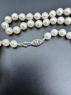 AAA White Akoya Pearl Strand Necklace, 36" Opera Length, Japan