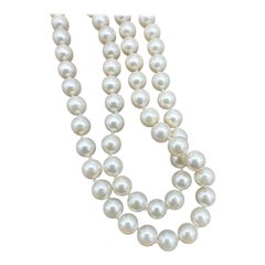 AAA White Akoya Pearl Strand Necklace, 36" Opera Length, Japan