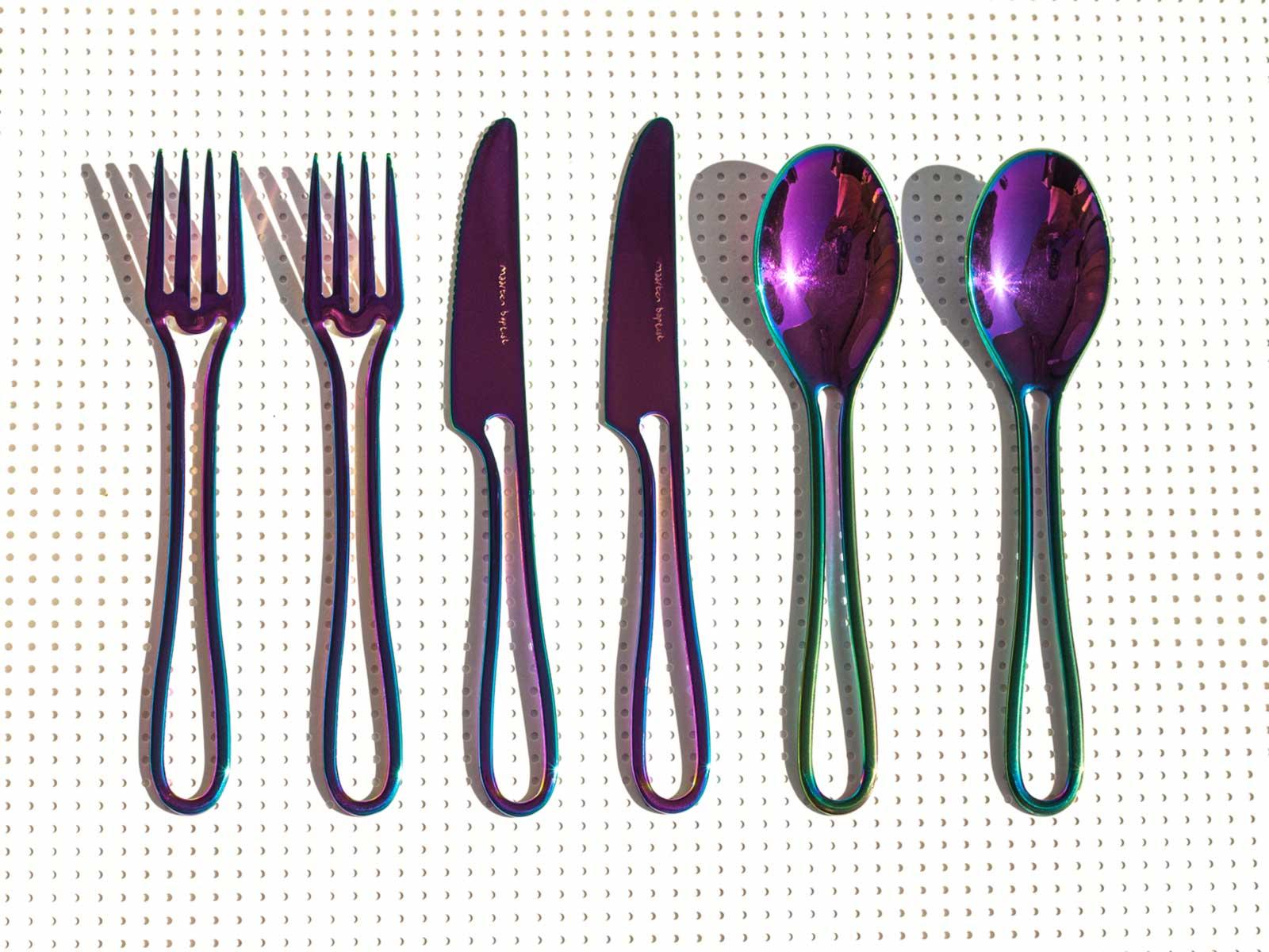Stainless Steel 36 pices OUTLINE RAINBOW cutlery set by Maarten Baptist  For Sale