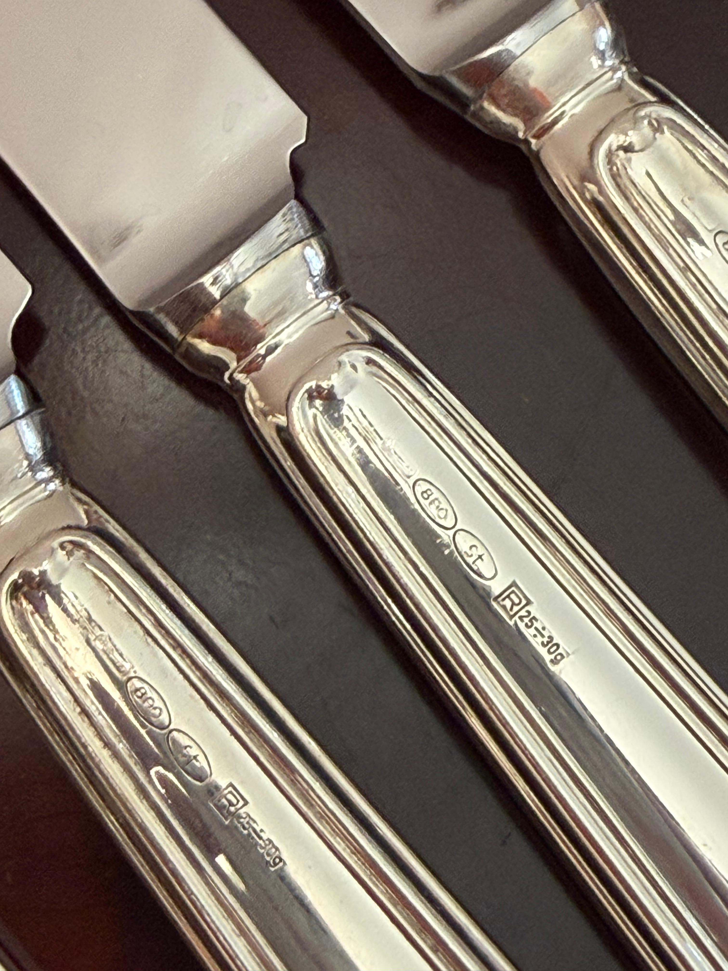 Set di posate in argento 800 da 36 pezzi, Made in Italy, anni '80 in vendita 4